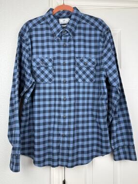 Southern Tide Buffalo Check Flannel Shirt Men XL Classic Fit Blue Plaid Cotton